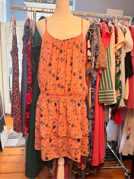 Ariat Dresses & Skirts - Ariat Peach Floral Tiered Spaghetti-Strap Mini Dress